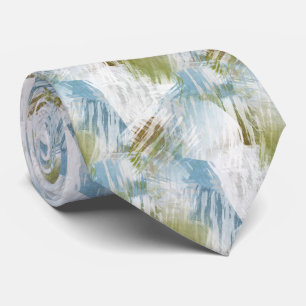 Hip Chic Lime Groen Grijs Blauw Brushstrokes Art Stropdas