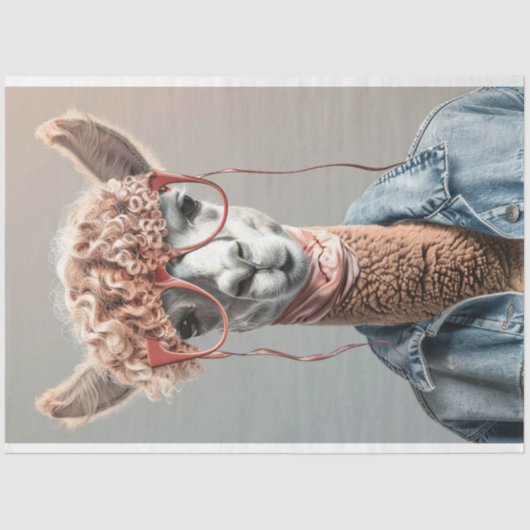 Hip Chick Llama Decoupage Tissuepapier (Voorkant)