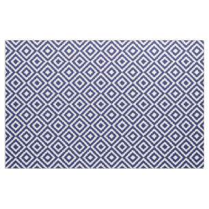 Hip Dark Blue Ikat Diamond Squares Mosaic Pattern Stof