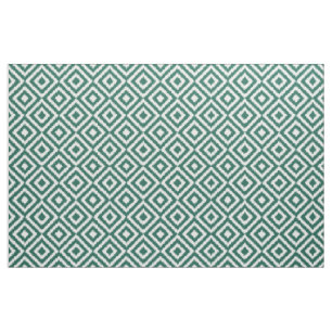 Hip Dark Green Ikat Diamond Squares Mosaic Pattern Stof