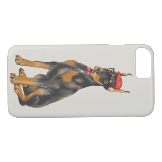 Hip Doberman (achtergrondkleur bewerkbaar) Case-Mate iPhone Case (Achterkant (Horizontaal))