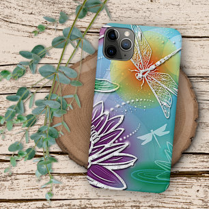 Hip Dragonfly  Moderne Spring Floral Art iPhone 12 Hoesje