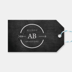 HIP & EDGY MONOGRAM-LOGO met ARROW op ZWART WOOD Cadeaulabel