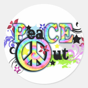 Hip en Groovy PeaCE OUT Ronde Sticker