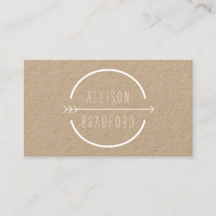 Hip en Rustic Arrow Logo op Kraft II Visitekaartje