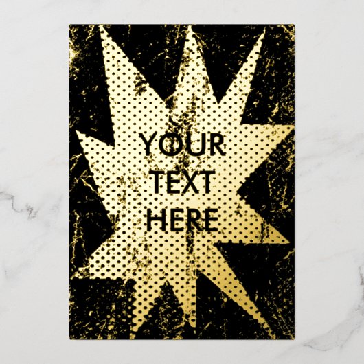Hip et Grungy Starburst Golden Foil Invitation (Recto)
