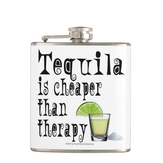 HIP FLASKS, TEQUILA IS KAPER DAN THERAPIE HEUPFLES (Voorkant)