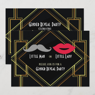 Hip Gatsby Little man of Little Miss Gender Reveal Kaart