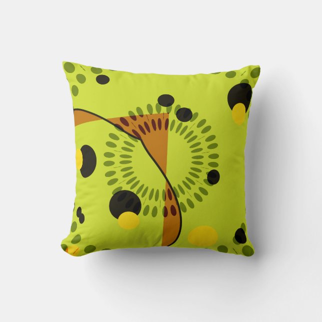 Hip Green en Black Geometric Circles Patroon Kussen (Voorkant)