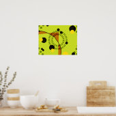 Hip Green en Black Geometric Circles Patroon Poster (Keuken)