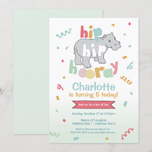 Hip hip hoera! Hippo verjaardagsuitnodigingen Kaart