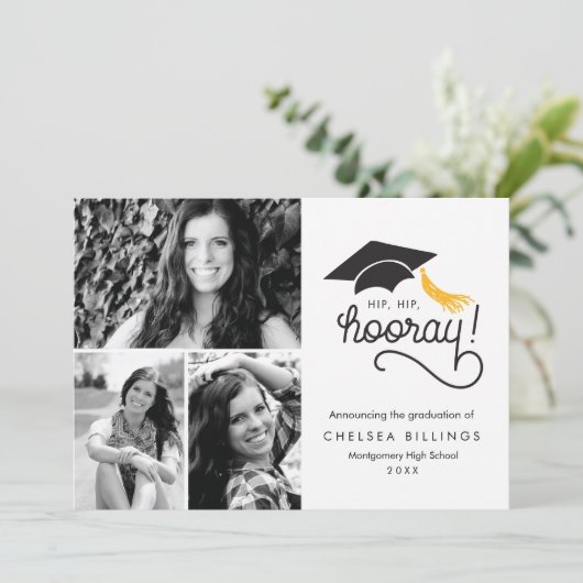 Hip Hip Hooray Faire-part de graduation (Debout devant)