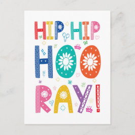 Hip Hip Hooray Gefeliciteerd met decoratieve lette Briefkaart