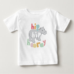 Hip Hip Hooray Grijs Hippo Tekening Leuke Dierlijk