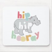 Hip Hip Hooray Grijs Hippo Tekening Leuke Dierlijk Muismat (Voorkant)