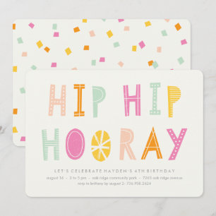 Hip Hip Hooray Invitation Anniversaire - Orange