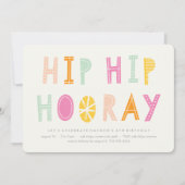 Hip Hip Hooray Invitation Anniversaire - Orange (Devant)
