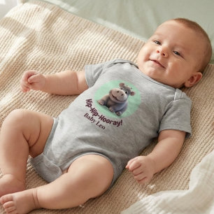 "Hip-Hip-Hourra !" Body bébé hippopotame personnal