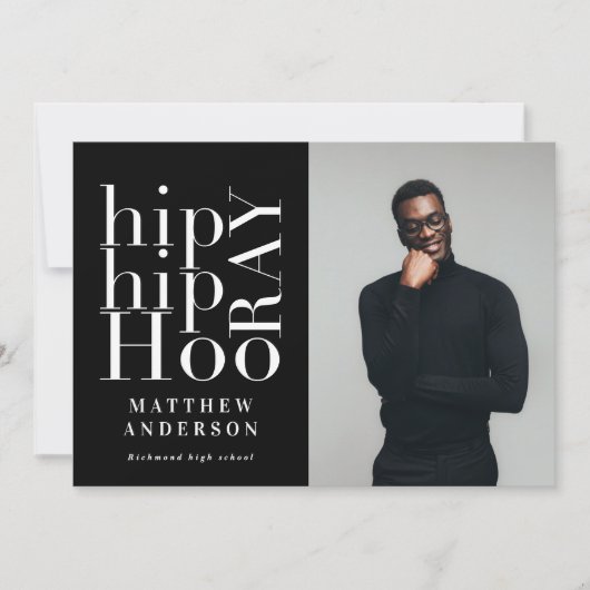 Hip hip hourra photo graduation fête invitation (Devant)