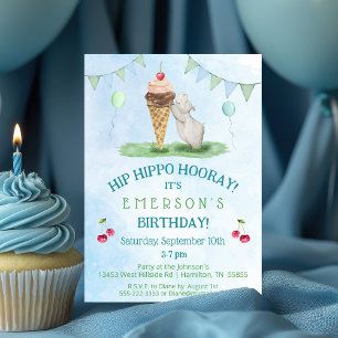 Hip Hippo Hoera verjaardagsfeestje uitnodiging
