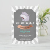 Hip hippo Houray Invitation baby shower (Debout devant)