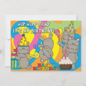 Hip Hippo Ray Personnalisé Anniversaire Invitation (Devant)
