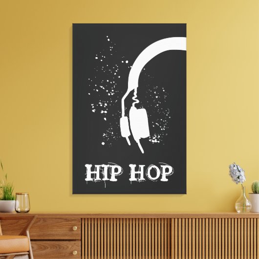 Hip Hop Abstracte hoofdtelefoon grafisch omgekeerd Canvas Afdruk (Insitu (Woonkamer))