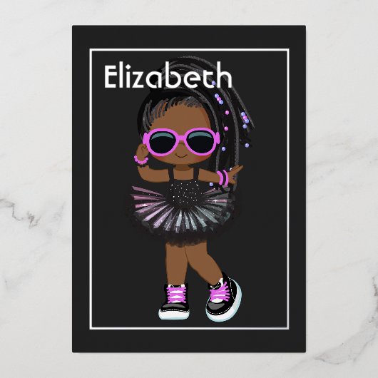 Hip hop African American Birthday Foil Invitation (Recto)