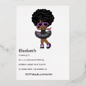 Hip hop African American Birthday Foil Invitation (Verso)