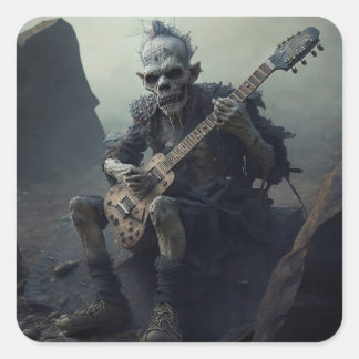 Hip Hop Art zombie die elektrische gitaar speelt Vierkante Sticker