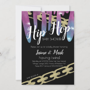 Hip Hop Baby shower Faux Glitter Pink Driving Kaart