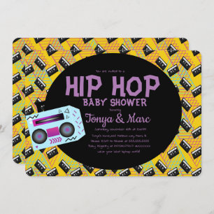 Hip Hop Baby shower Party Cassette BoomBox Kaart