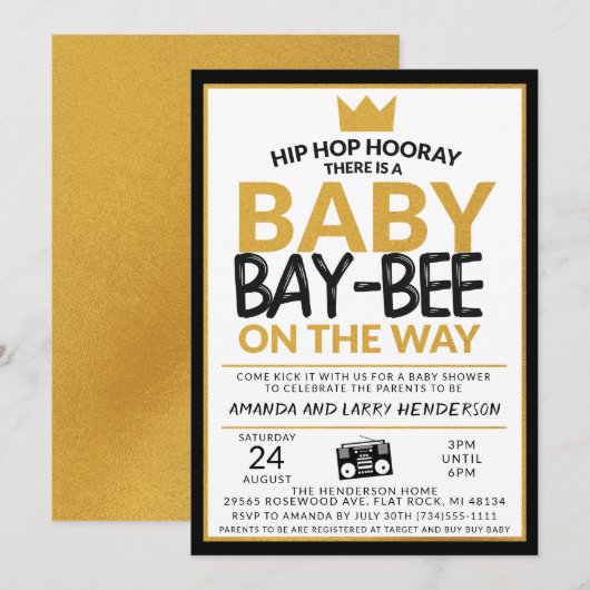 Hip Hop Baby Shower Uitnodiging (Voorkant / Achterkant)