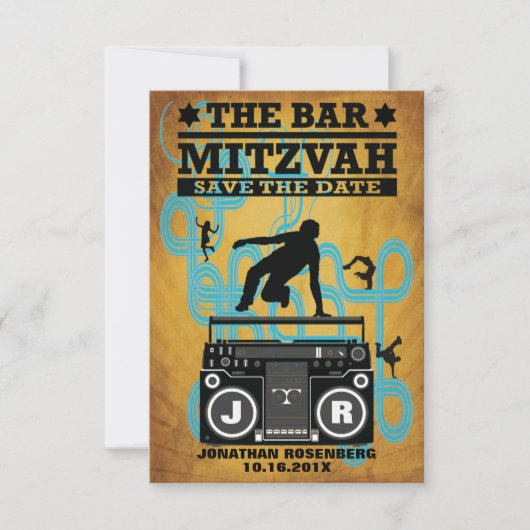 Hip Hop Bar Mitzvah sparen de Datum Save The Date (Voorkant)