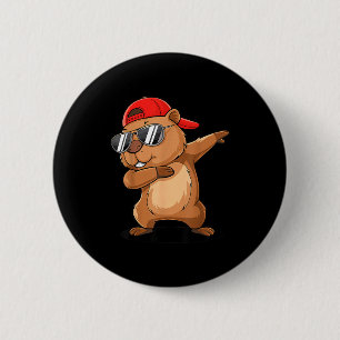 Hip Hop Bosmarmot Dabbing Met Achterstevoren Pet G Ronde Button 5,7 Cm