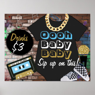 Hip Hop {BOY} Baby shower-Oooh Baby-Bar Teken Poster