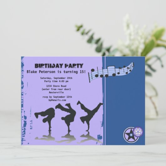 Hip Hop Boys Uitnodiging (Staand voorkant)