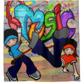 Hip Hop Break Kinder graffiti achtergrond Douchegordijn (Voorkant)