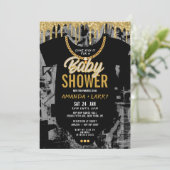 Hip Hop Chain Baby shower Invitation Kaart (Staand voorkant)