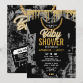 Hip Hop Chain Baby shower Invitation Kaart (Voorkant / Achterkant)