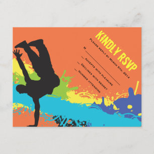HIP HOP DANCE Bar Mitzvah Reply Card RSVP Kaartje