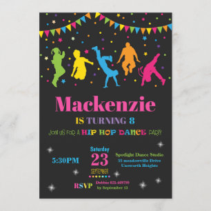 Hip Hop Dance Birthday Party Invitation Girl Kaart