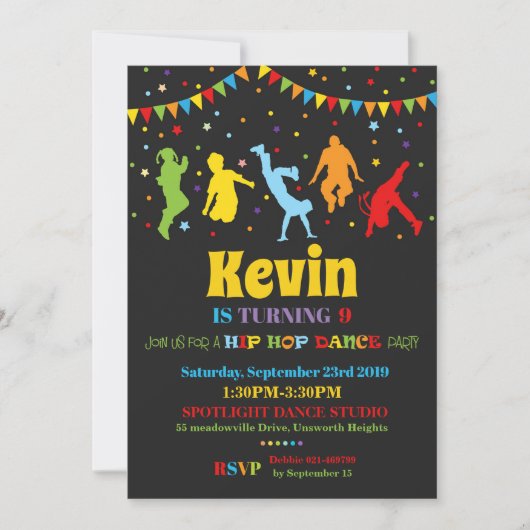Hip hop Danse Anniversaire Fête Invitation Garçon (Devant)