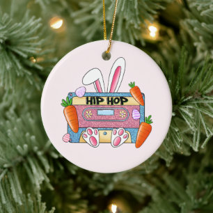 Hip-Hop Easter Bunny Mixtape – Retro Cassette Keramisch Ornament