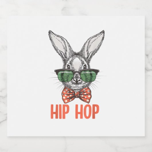 Hip Hop Easter Bunny Nerd Hipster Rabbit Sparkling Wijnetiket (Enkel label)