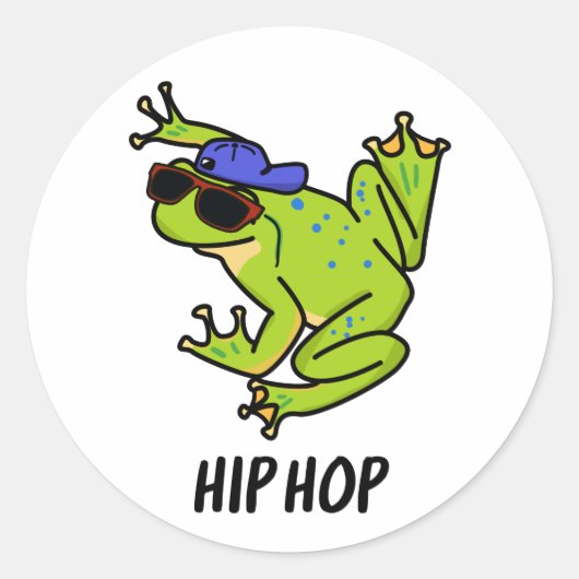 Hip Hop Funny Hopping Frog Pun Ronde Sticker (Voorkant)