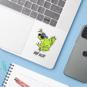 Hip Hop Funny Hopping Frog Pun Sticker (Laptop met iPhone)