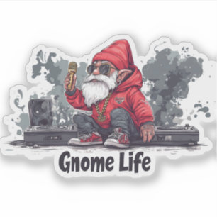 Hip Hop Gnome Illustratie - Gnome Life Sticker