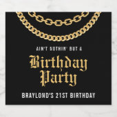 Hip Hop Gold Cuban Link Chain Verjaardag Sparkling Wijnetiket (Enkel label)