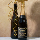 Hip Hop Gold Cuban Link Chain Verjaardag Sparkling Wijnetiket